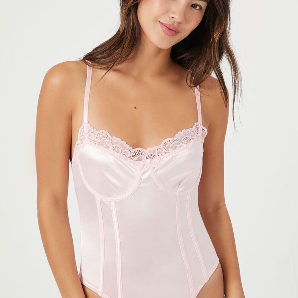 ISO - XL Pink Satin Bodysuit (Forever 21)